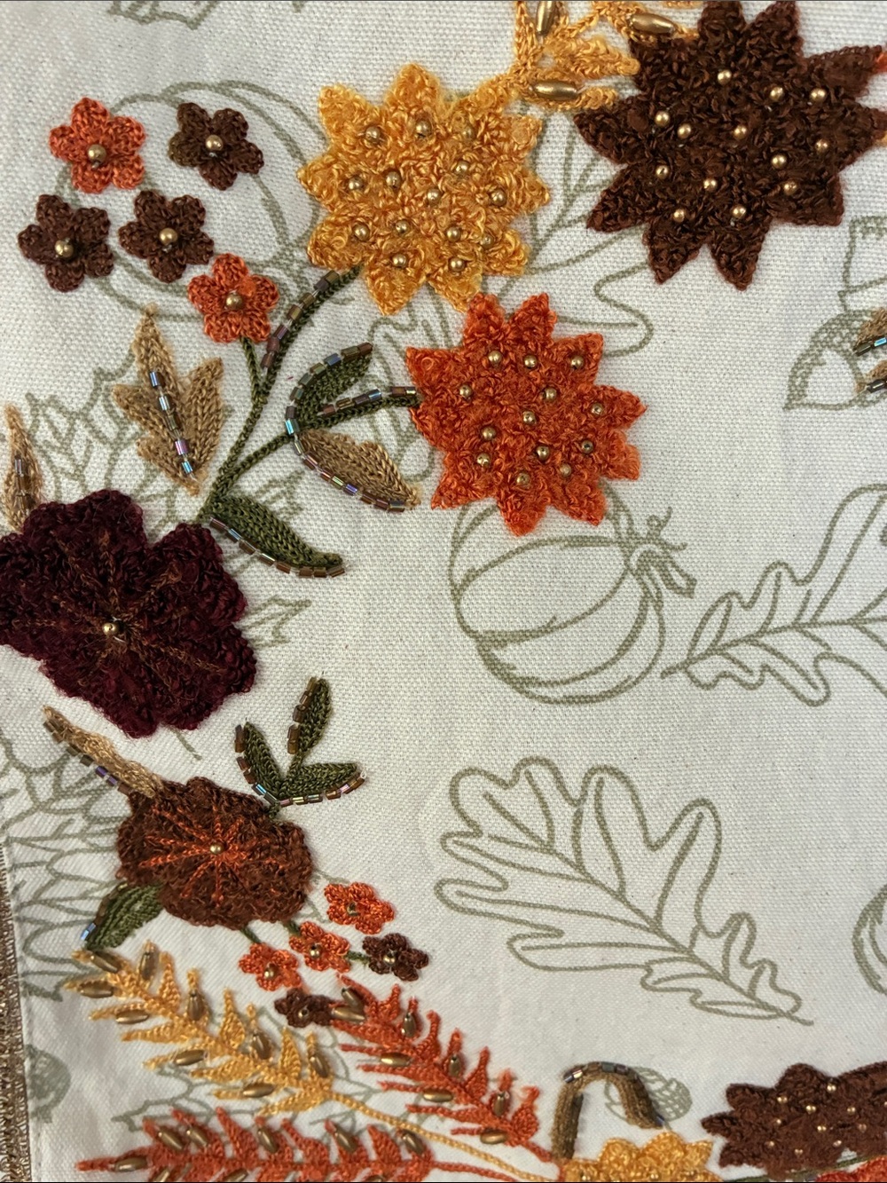Pier 1 Imports table runner fall harvest 15 x 72” beaded embroidered autumn